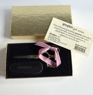 Gingher Nickel & Gold plated 3.5'' Epaulette Embroidery Scissors Gift Series