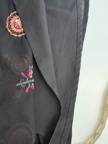 Tolani Women’s Tunic Top Size S Black Heavily Embroidered Lined Tassel Boho - Picture 6 of 8