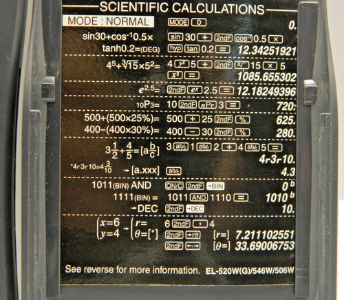 SHARP EL-520W Calculator w. Cover - Scientific - Dual Power - New Batteries - - Picture 3 of 5