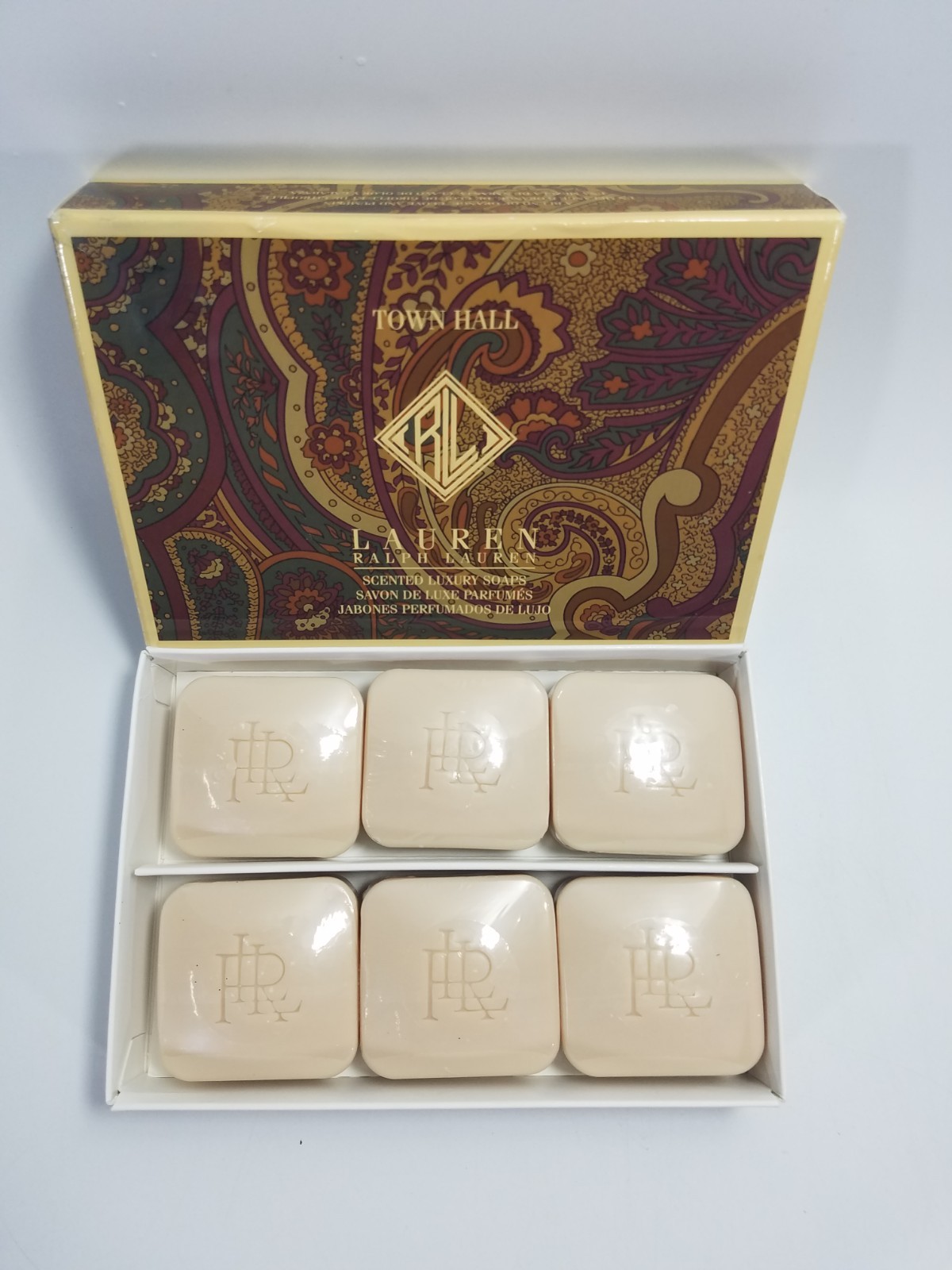 Ralph Lauren 6pc Town Hall Scented Luxury Soaps Vintage Gift Box Set New 
