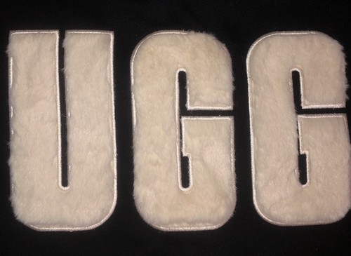 Black UGG RTW Fuzzy Logo Accent Front Sweatshirt Women’s Sz Large - Picture 7 of 7