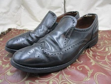 Allen Edmonds Sapienza Shoes Mens Size 9.5 Black Wingtip Brogue Slip On Dainite