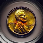 1966 DDR FS-801 (DOUBLE DIE REV) Bullseye Monster Toning MS+++++++ Lincoln Cent — photo 2