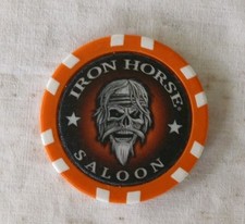 Iron Horse Saloon Poker Chip Orange / White Biker Skull Design Official 2024
