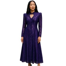 Joni Blair Maxi Dress Purple Lace Dark Fairy Grunge Whimsy Goth Long SZ 13 - 14