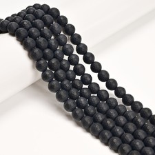 2.0mm Hole Black Onyx Matte Faceted Round Beads 6mm 8mm 10mm 15.5" Strand