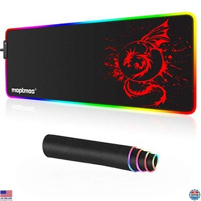 RGB Gaming Mouse Pad Anime Dragon Mousepad Mat LED with 15 Lighting Modes for