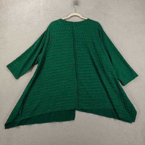 Calessa Blouse Womens 2X Green Tunic Asymetrical Hem Artsy Button Texture - Picture 11 of 11