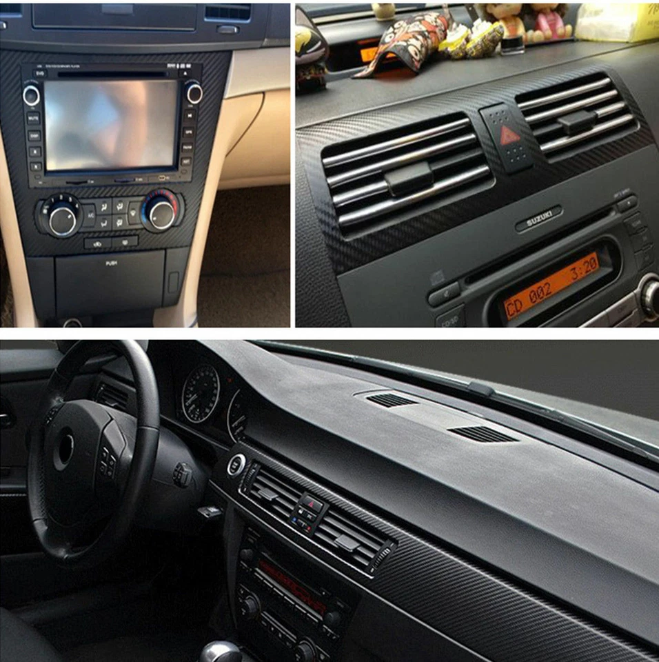 4D Car Interior Accessories Interior Panel Black Carbon Fiber Vinyl Wrap Sticker - Image 4 of 4