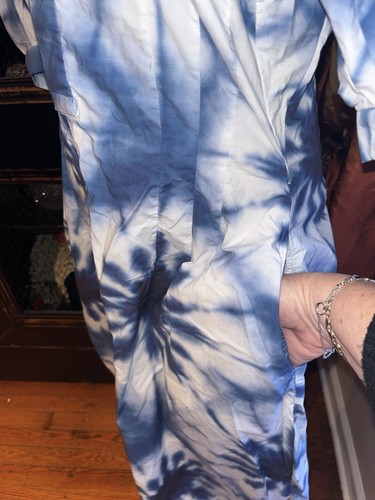 Bassike shibori tie dye puff sleeve GRANDAD dress, COTTON blue & white, US 8 - Picture 6 of 13