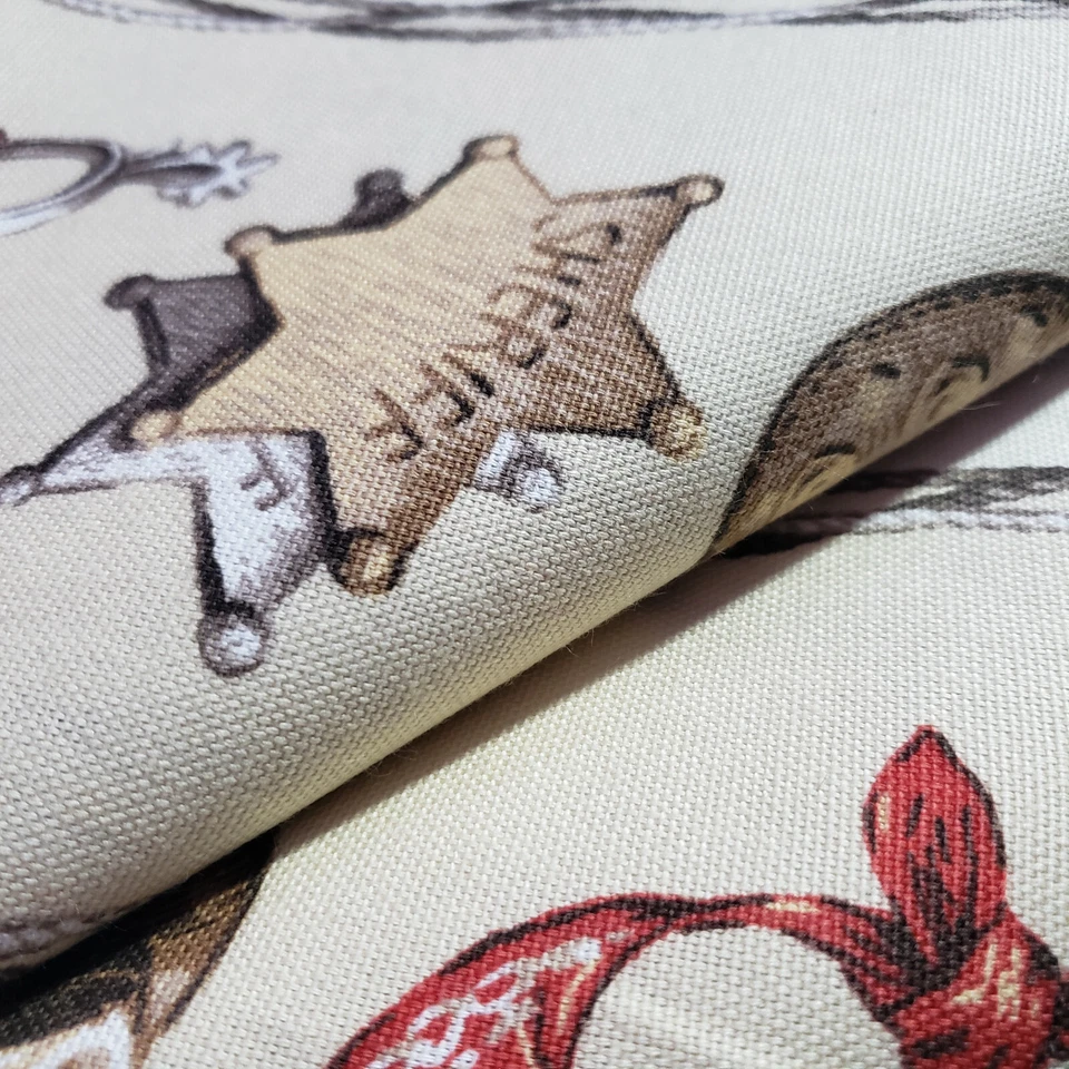 COWBOY WESTERN PRINT STRIPE 100% COTTON UPHOLSTERY FABRIC 54" BY THE YARD - Image 4 of 4