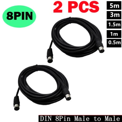 2X DIN 8 PIN Male to Male MIDI Extension Cable for Bang Olufsen B&O PowerLink