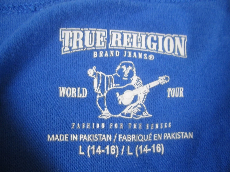Camisa True Religion Niños Grande Azul Tres Herraduras Manga Larga Estampado Gráfico Foto 3 de 4