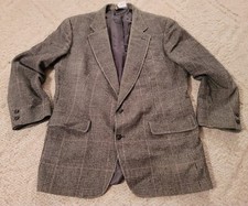 Brooks Brothers Camel Hair Blazer Sport Jacket 46  Glen Plaid US Union Made Vtg