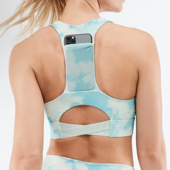 fabletics on-the-go midi medium impact silk logo tank-bra