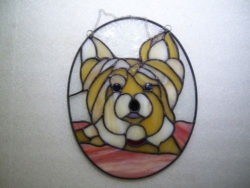 Stained Glass Yorkie Dog Sun catcher (Real Glass) - Picture 7 of 7