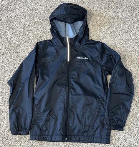 Childrens Columbia 2 Pocket Nylon Long Sleeve Hooded Black Windbreaker M (10-12) - Picture 2 of 10