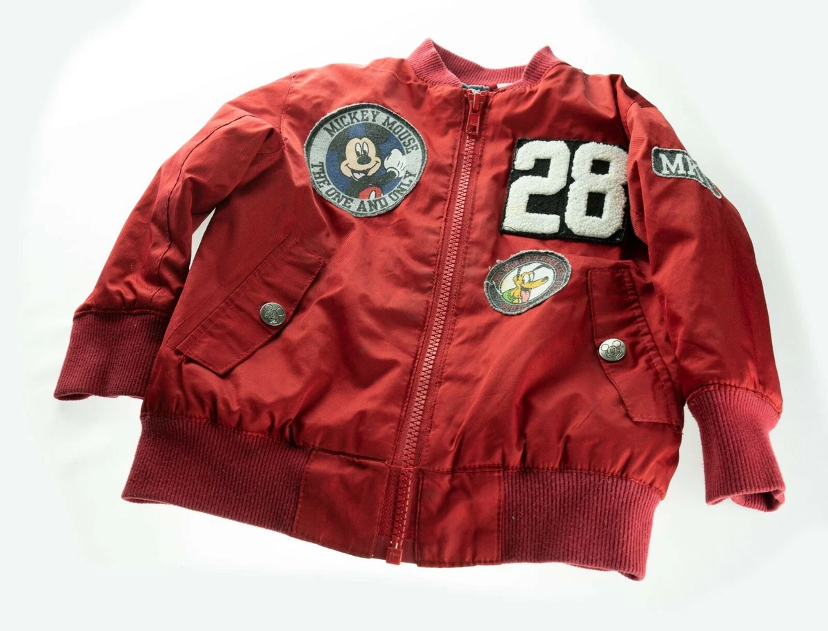 Disney Red Mickey Mouse Bomber Jacket Toddler Baby Kids 18M Full Zip Up