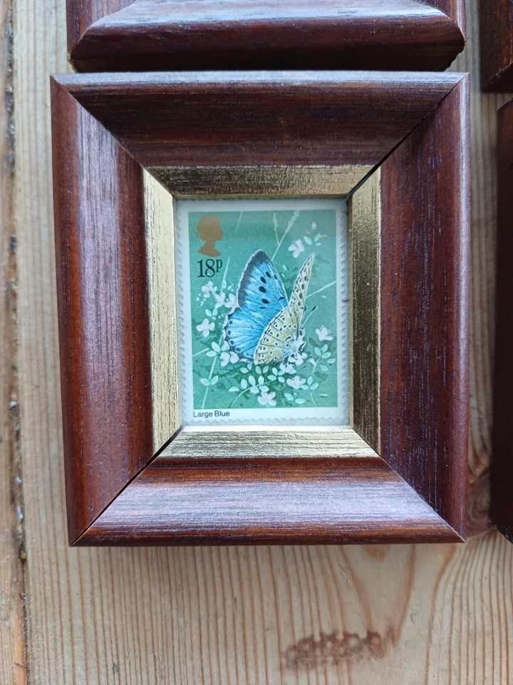 Four British butterfly stamps (1991) in glass fronted frames — 第 4/4 张图片