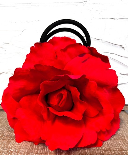 VTG  BACKYARD OAKS Red Poppy Rose Flower HANDBAG Purse Huge FLower Floral OOAK