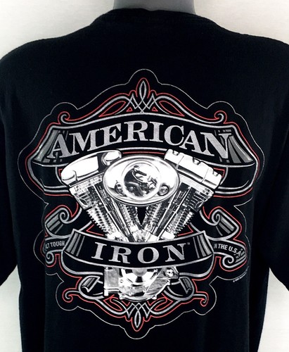 American Iron Motorcycle 2005 Men M Crew Neck Short Sleeve Pocket T-Shirt Black