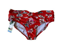 Joules Plus Size Bikini Bottoms Red Floral UK18