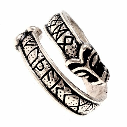 Anillo vikingo ""rúnico"" anillo para dedos réplica runa anillo vikingo bronce/plata - Imagen 1 de 4
