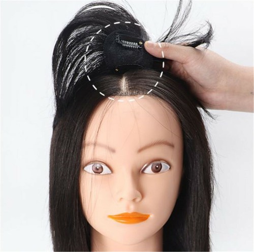 Natural 100% Human Hair Loss Hair Top Cover Clip on REAL Wig Piece extension - Picture 3 of 15