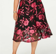 ALFANI Womens Pink Floral Below The Knee Peasant Skirt Size: 10