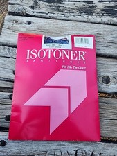 ISOTONER PANTYHOSE, SILKY LIGHT SUPPORT SANDALFOOT DENIM NYLONS ..sz 3