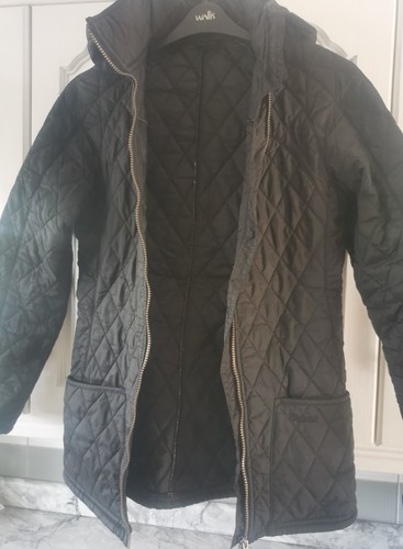 Barbour Damenmantel mit schwarzer gesteppter Kapuzenmantel mit Taschen - UK 8 - Bild 12 von 13