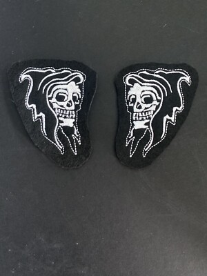 Grim Skull Patch Set.  Bestickt auf schwarzem Filzmaterial 