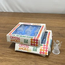 12 Vintage Crystal Angels 2 Packs Of 6 Christmas Ornaments Acrylic New NOS Retro