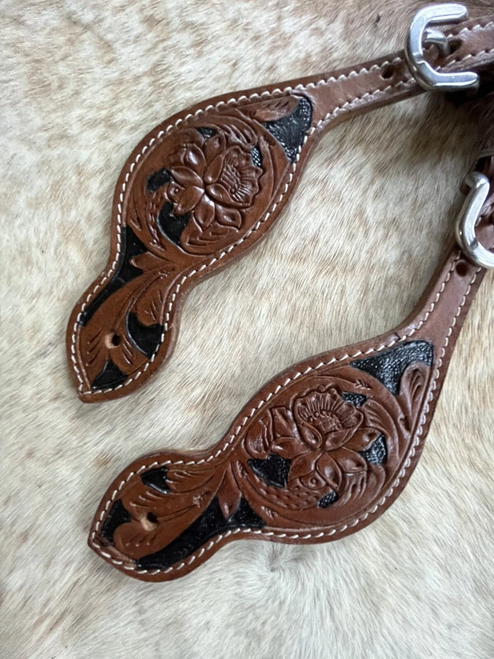 女士真皮花卉工具对西马刺肩带 — 第 3/4 张图片