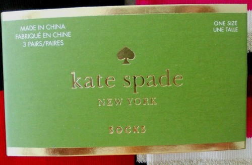 NEW KATE SPADE NO SHOW SOCKS 3 PAIR BLACK RED GOLD METALLIC GLITTER FOXY LADY - Picture 4 of 4