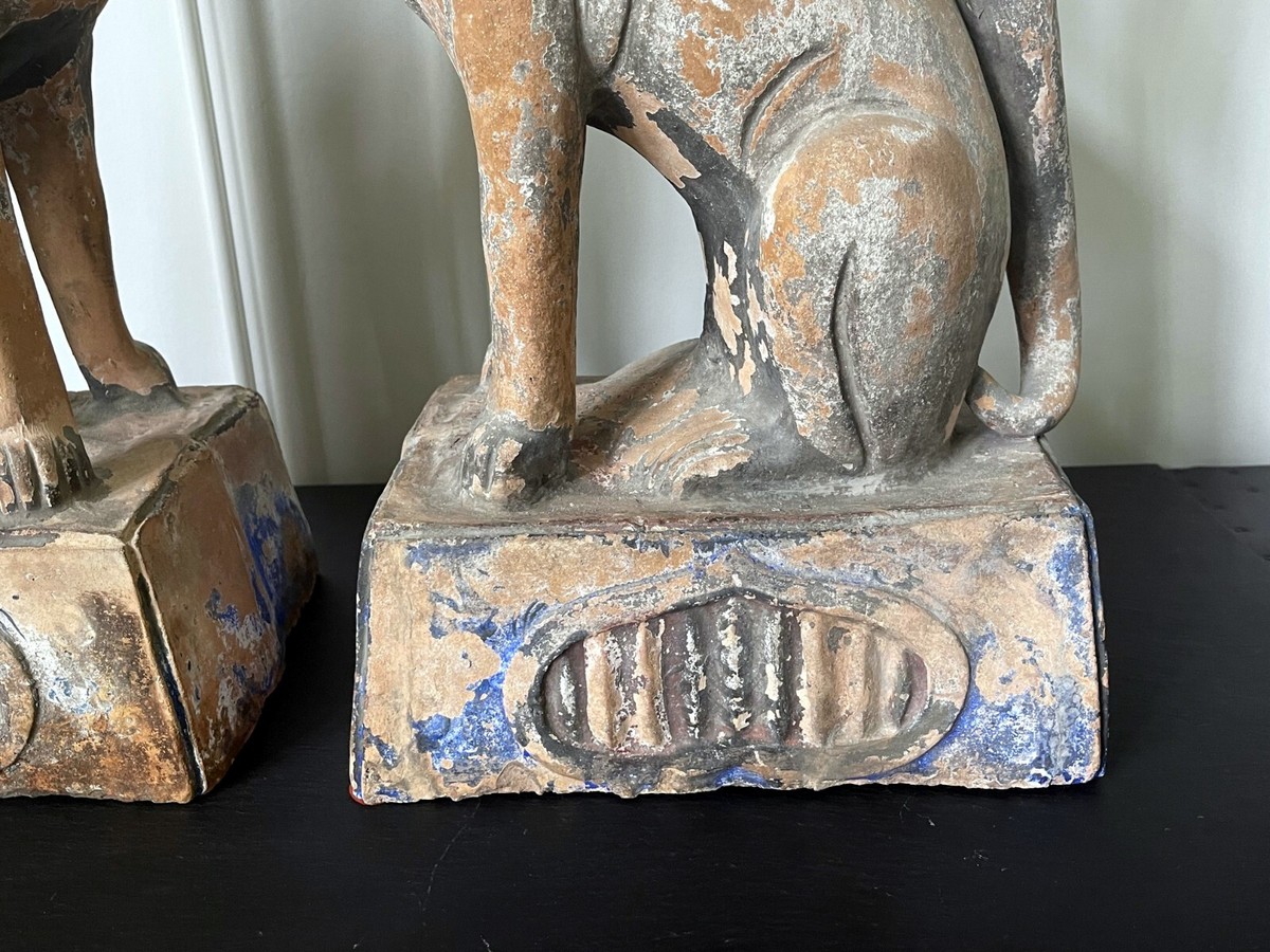 Rare Pair of Pottery Kitsunes of Inari Okami Shrine Meiji