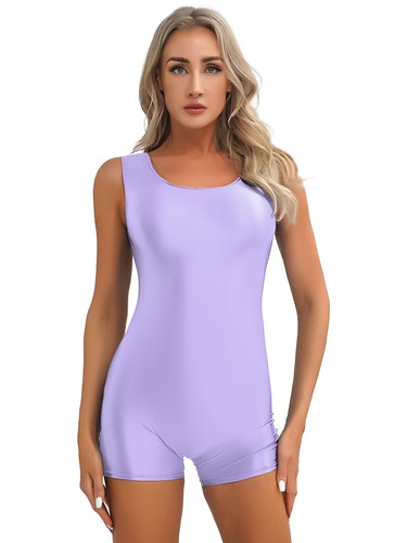 Womens Bodysuit Shiny Glossy One-Piece Workout Sport Leotard Stretchy Swimwears - Picture 29 of 139