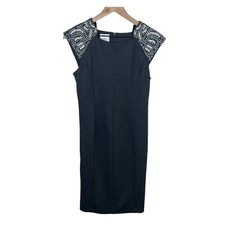 Suzi Chin For Maggy Boutique Womens Gray Studded Shoulder Sheath Dress Size 2
