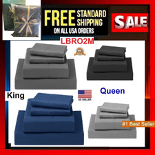 Bed Sheet Set 4 Piece 100 Egyptian Cotton Comfort 1000 Count Deep Pocket LBRO2M