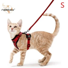 rabbitgoo Cat Pet Harness Dog Adjustable Escape Proof Reflective Vest Red S