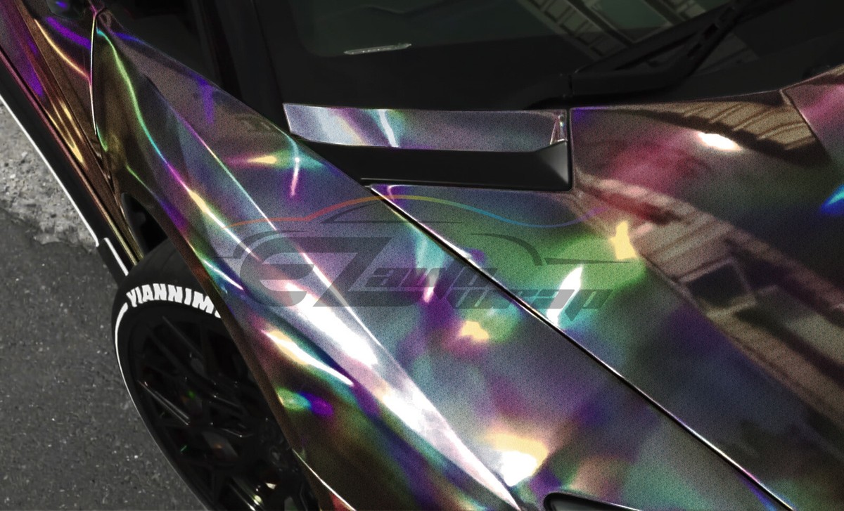 Holographic Prism Laser Flip Black Rainbow Chrome Vinyl Wrap