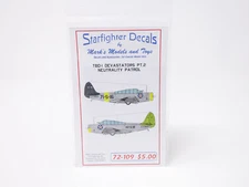 1/72 Starfighter Decals TBD-1 Devastator Part 2 Neutrality Patrol 72109 USS Wasp