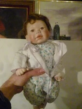 Vintage 1962 Beautiful Porcelain baby doll. 16".  Maker Stamp, year.