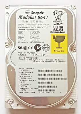 8.6GB IDE Seagate Medalist 8641 ST38641A P-ATA 5400rpm HDD 3.5
