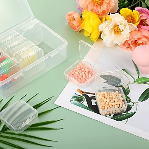 12 Pieces Small Clear Plastic Beads Storage Container 2.12 x 2.12 x 0.79 Inch - Picture 7 of 7