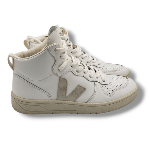 Veja V-15 Mid Top Sneaker Uomo 8 Pelle Bianco - Foto 1 di 9