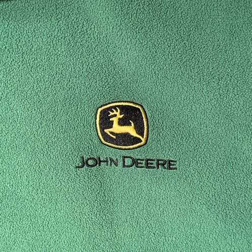 John Deere Men’s XL Fleece Pullover Green 1/4 Zip Sweater Long Sleeve Polyester - Picture 2 of 10