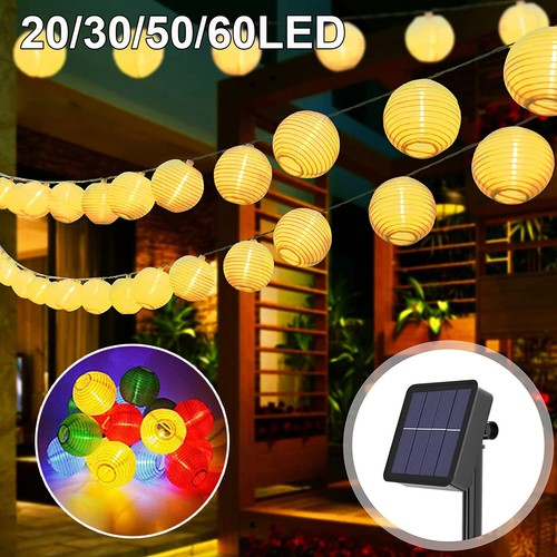 LED Wasserfest Lampion Solar Lichterkette Beleuchtung Garten Außen Balkon Deko - Bild 2 von 24