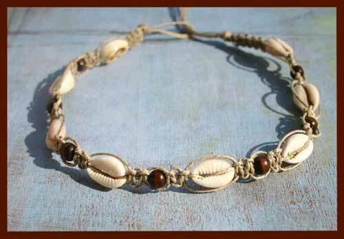 Collar de cáñamo Cowrie Shell personalizado - Ropa de playa boho terrosa Foto 4 de 4