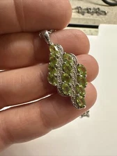 Chuck Clemency STS Sterling Silver Peridot Necklace And Pendant 20”